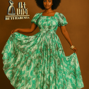 የ«መርሳ ማዕበል» አረንጓዴ ማክሲ ቀሚስ – ቤቲ ሐበሻ
